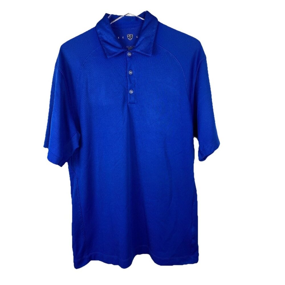 Nike Golf Fit Dry Mens L Royal Blue Short Sleeve Polo Shirt Stretch Fabric